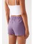 Kadın Lila Cepli Beli Lastikli Basic Fit Spor Şort Shorts 3