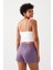 Kadın Lila Cepli Beli Lastikli Basic Fit Spor Şort Shorts 5