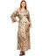 %100 Ipek Kimono Sabahlık Bej Kaftan Almond Blossoms Desenli 1