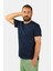 Erkek Bisiklet Yaka Kısa Kollu Tişört Lacivert 3