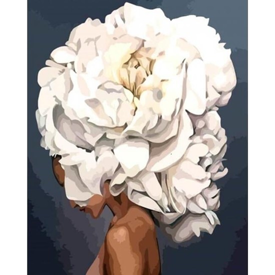 Ena Butik Canvas Çiçek Kadın 2 Renkli Sayılarla Boyama Seti Kasnaklı 70 x 90 cm