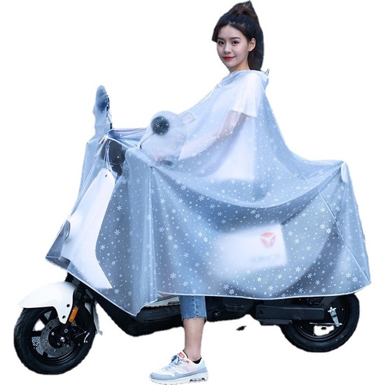 Qıngyu Akü Elektrikli Araç Yağmurluk Şeffaf Gösterge Paneli Tek Pvc Yağmurluk Yetişkin Bisiklet Motosiklet Panço(Yurt Dışından)