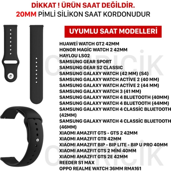 Samsung Galaxy Watch Active SMR500 Kordon (20 Mm) Silikon Fiyatı