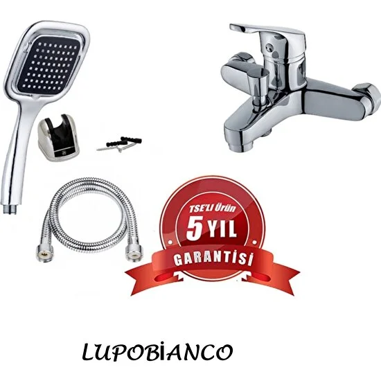 Lupobianco Banyo Bataryası Kare Siyah Duş Başlığı Batarya Seti