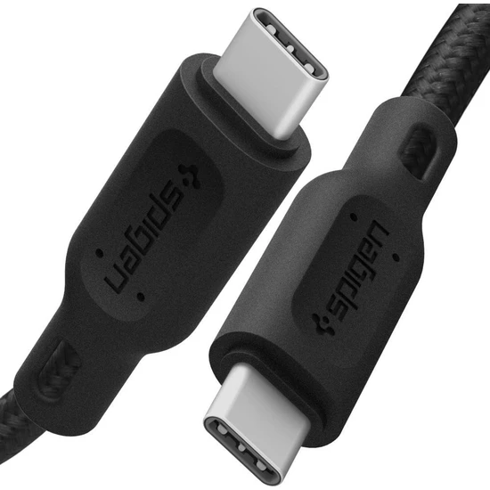Spigen DuraSync USB-C to USB-C 60W Hızlı Şarj ve 480mb/s Data Hızı Kablo (1.5 Metre) C11C1 Black - 000CA25702