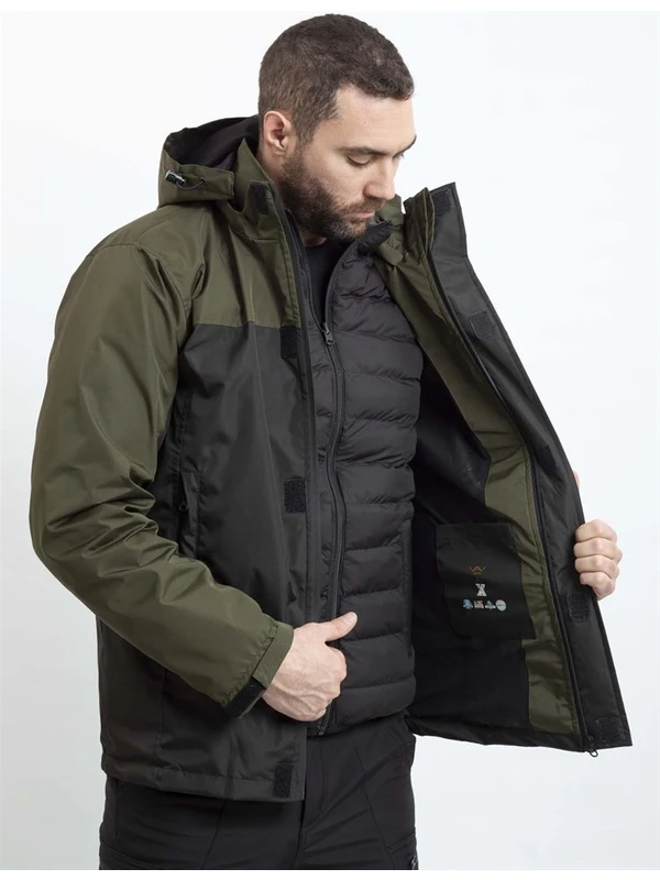4ın1 Outdoor Tactical Çift Taraflı Mont Yağmurluk Su Geçirmez Leke Tutmaz Rüzgar Geçirmez Rüzgarlık Erkek Mont 3TECH02