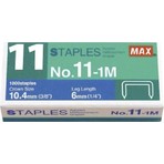 MAX Zımba Teli 1000 Adet 10.4 mm Genişlik 6 mm Uzunluk Ofis ve Ev Kullanımı İçin