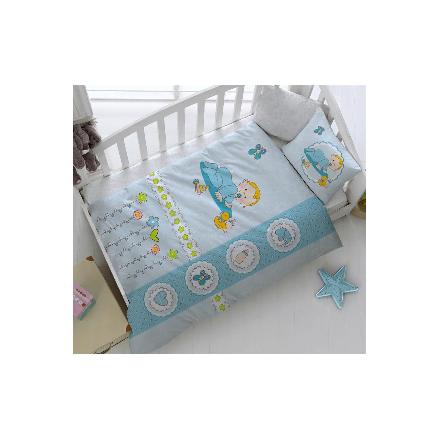 Kristal Bebek Uyku Seti Happy Baby Mavi Fiyatı Taksit