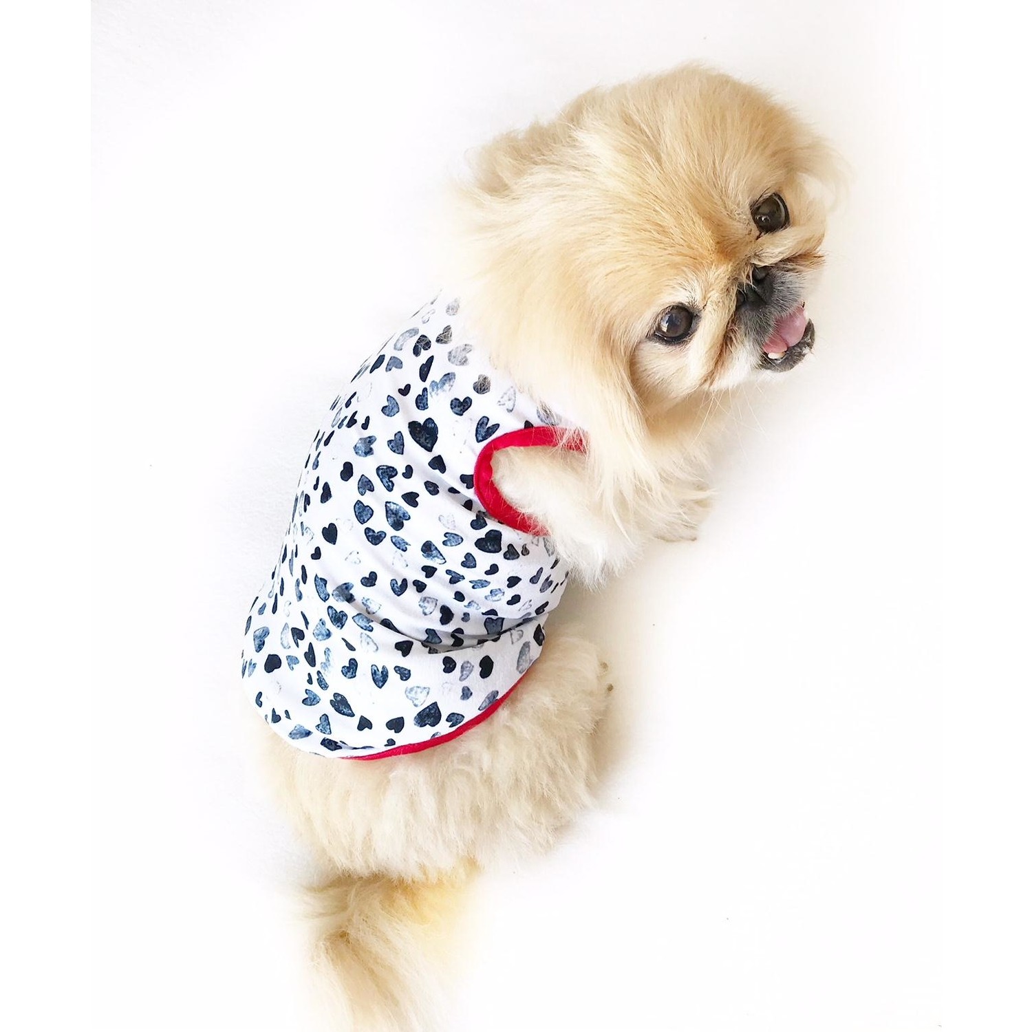 Kemique Navy Hearts Red Banner Atlet Köpek Kıyafeti Köpek Fiyatı