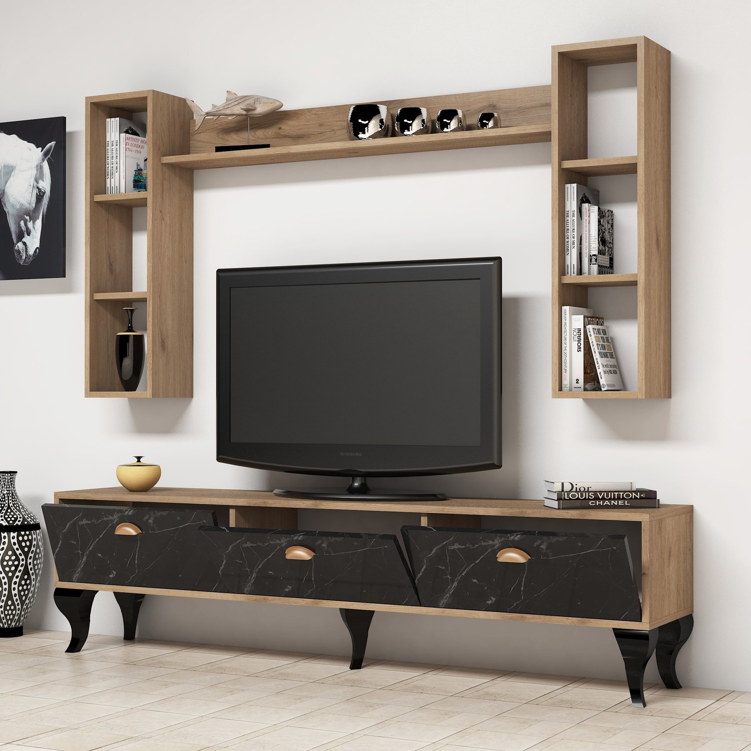 Bimossa E2820 TV Ünitesi Duvar Raflı Kitaplıklı Modern Tv Fiyatı Bimossa E2820 TV Ünitesi Duvar Raflı Kitaplıklı Modern Tv Fiyatı