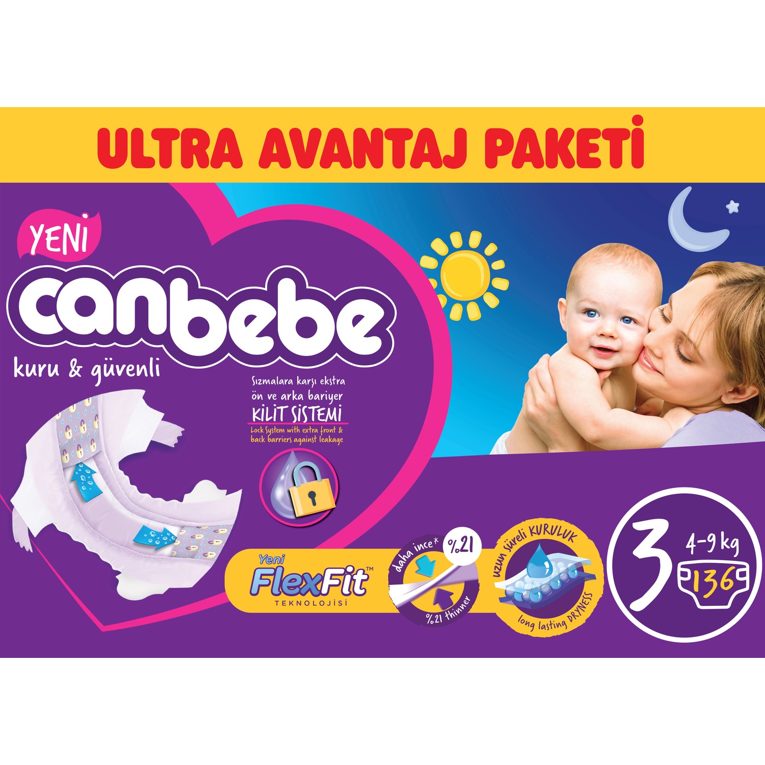 Canbebe Bebek Bezi Ultra Avantaj Paketi 3 Beden 136� lı Fiyatı