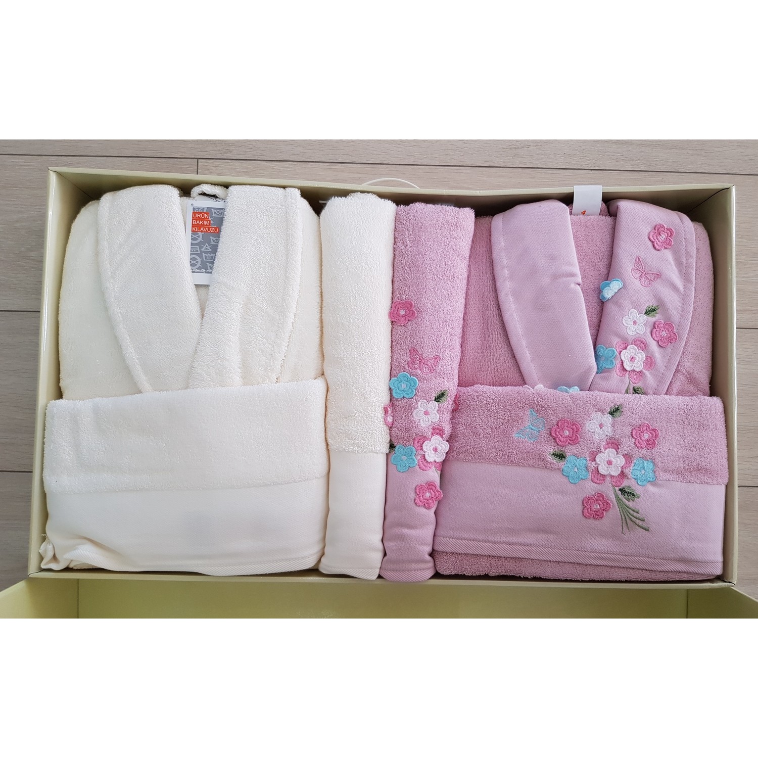 Özdilek Bambu Aile Bornoz Seti Amelya (KremPembe) Fiyatı