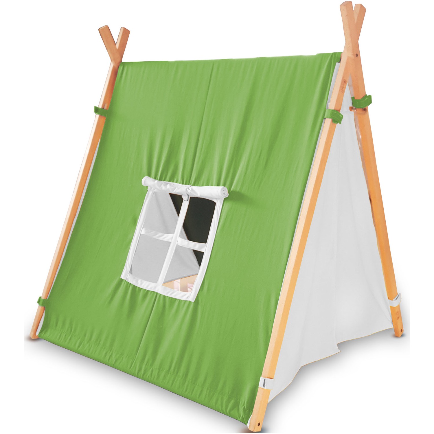 Svava Ahşap Çocuk Oyun Çadırı Oyun Evi (Yeşil Beyaz