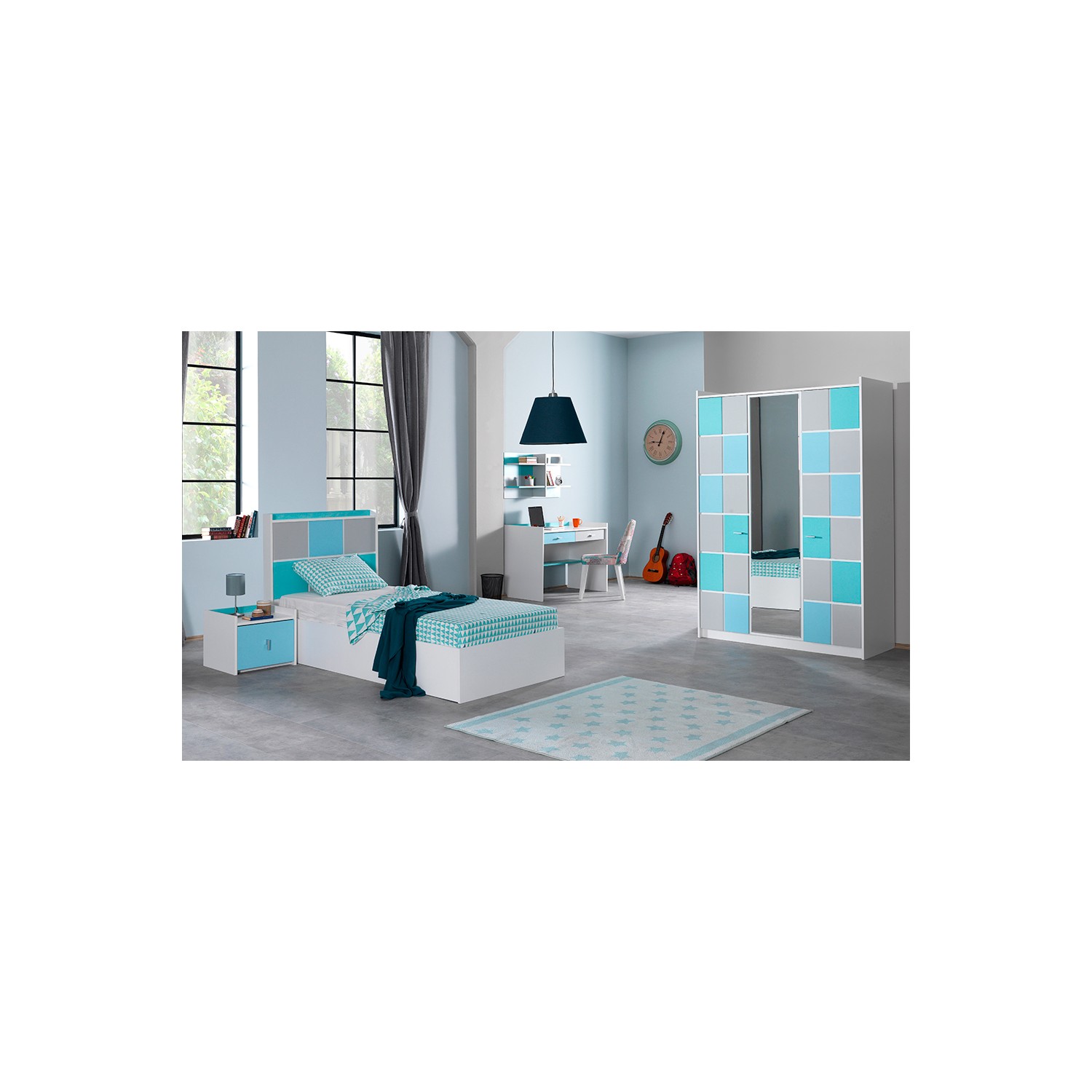 Yıldız Mobilya Kumtaşı Genç Odası Mavi Fiyatı Taksit