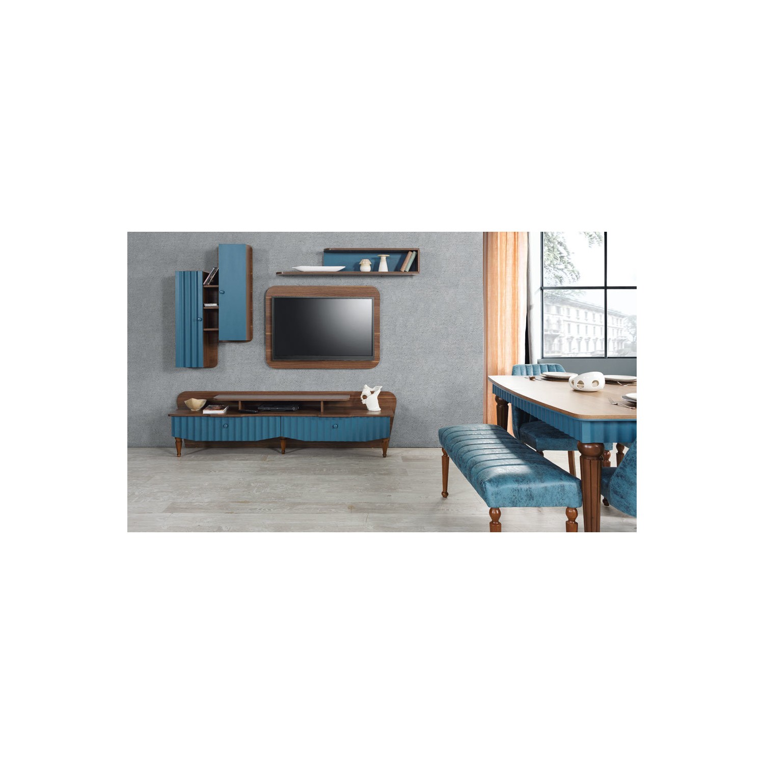 Yıldız Mobilya Koza Tv Ünitesi Mavi Fiyatı Taksit Seçenekleri