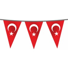 Özgüvenal İpe Dizili Süsleme Üçgen Türk Bayrağı 50 Metre