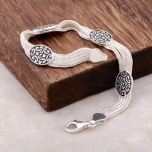 Sümer Telkari Hitit Motifli El Yapımı Midyat Hasırı Gümüş Bileklik 2367