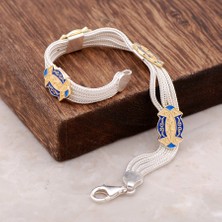 Sümer Telkari Mineli Altın Yaldızlı Midyat Hasırı Gümüş Bileklik 2368