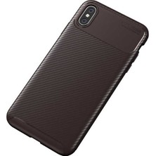 Case 4U Apple iPhone XS Kılıf Rugged Armor Karbon Desenli Lüx Negro Silikon Arka Kapak Kahverengi