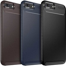 Case 4U Apple iPhone 7 Plus / 8 Plus Kılıf Rugged Armor Karbon Desenli Lüx Negro Silikon Arka Kapak Siyah