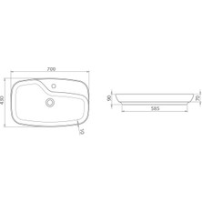 Turkuaz Nova 70 Cm Tezgah Üstü Lavabo