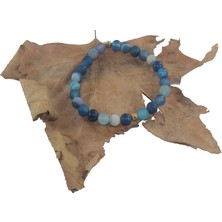 Rd Ekoavm Mat Mavi Akik Doğal Taş Bay Bayan Bileklik Rde33002