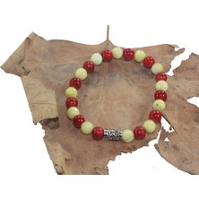 Rd Ekoavm Sarı Kırmızı Havlit Doğal Taş Bay Bayan Bileklik Rde33029