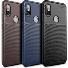 Case 4U Xiaomi Redmi Note 6 Pro Kılıf Rugged Armor Karbon Desenli Lüx Negro Silikon Arka Kapak Siyah