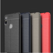 Case 4U Xiaomi Redmi Note 6 Pro Kılıf Rugan Armor Deri Görünümlü Yüksek Kalite Silikon Niss Silikon Arka Kapak - Kırmızı