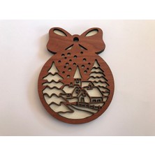 Ahşap Yılbaşı Kar Desenli Buzdolabı Süsü Magnet