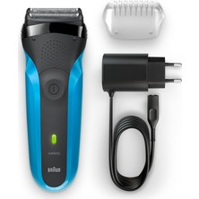 Braun Series 3 310s Şarj Edilebilir Islak Ve Kuru Elektrikli Tıraş Makinesi, Mavi