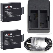 Gplus SJCAM Aksiyon Kamera Çiftli USB Şarj İstasyonlu Çift Yedek Batarya Pakedi 3lü Şarj Aleti Seti