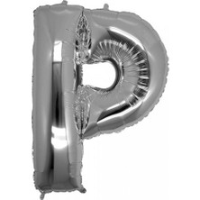 Balonpark Harf Folyo Balon P Harfi Büyük Boy Balon Gümüş/Gri 100CM