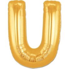 Balonpark Harf Folyo Balon U Harfi Büyük Boy Balon Altın Sarısı /Dore 100CM