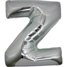 Balonpark Harf Folyo Balon Z Harfi Büyük Boy Balon Gümüş/Gri 100CM