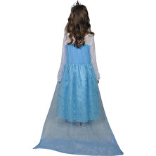 Butikhappykids Kız Çocuk Prenses Elsa Kostümü Uzun Pelerinli Model Ve Taç