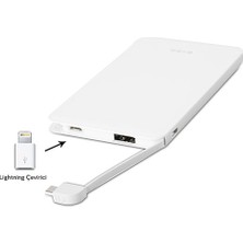 S-Link IP-511 Sabit Micro USB Kablolu 5000mAh Powerbank Taşınabilir Pil Şarj Cihazı ( iPhone Şarj Ucu Çeviricili )