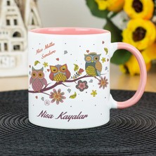 Hediyelen Baykuş Doğum Günü Kupa Bardak - Pembe