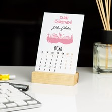Hediyelen Tarih Öğretmenine Hediye Pembe Tasarım Masa Takvimi
