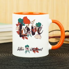 Hediyelen Love Çiçek Kupa Bardak - Turuncu