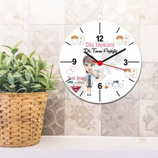 Hediyelen Diş Hekimi Pembe Tasarım Duvar Saati