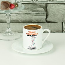 Hediyelen Türkçe Öğretmenine Hediye Turuncu Tasarım Kahve Fincanı