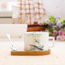 Hediyelen Grafiker Yeşil Tasarım Stantlı Fincan