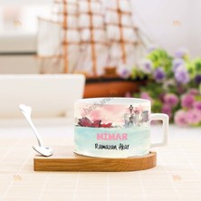 Hediyelen Mimar Pembe Modern Tasarım Stantlı Fincan