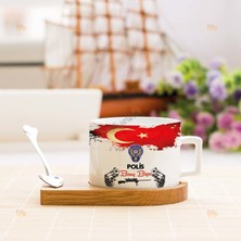 Hediyelen Polis Bayrak Tasarım Stantlı Fincan