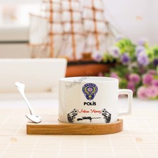 Hediyelen Polis Logolu Kırmızı Tasarım Stantlı Fincan