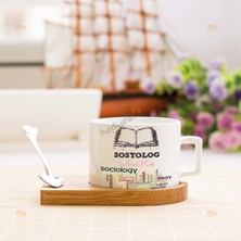 Hediyelen Sosyolog Pembe Tasarım Stantlı Fincan