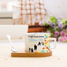 Hediyelen Sosyal Hizmet Uzmanı Mavi Tasarım Stantlı Fincan