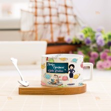 Hediyelen Türkçe Öğretmenine Hediye Renkli Tasarım Stantlı Fincan