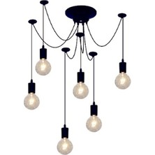 Taşcan Aydınlatma Kablolu Örümcek 6 Lı Siyah Tavana Monte Sarkıt Avize